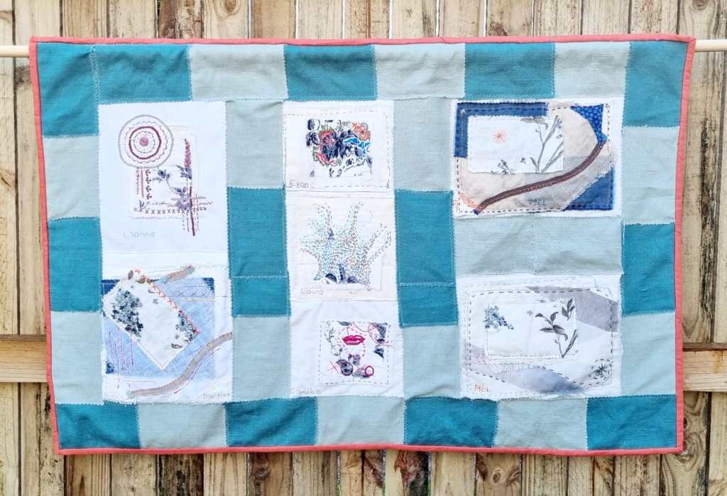 Upcycled fabric art for Clovelly CAN fundraising